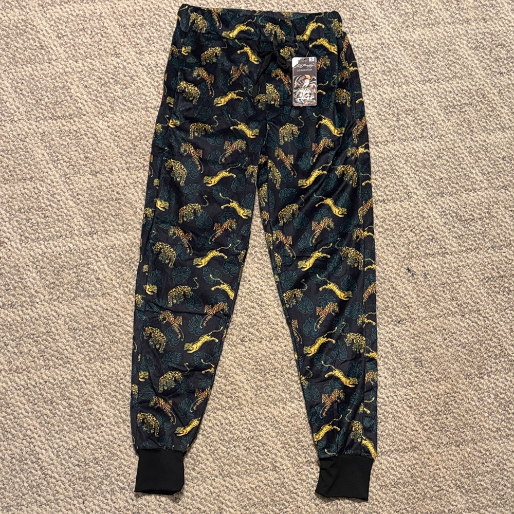 Ed Hardy - Tiger Design - Men's Green Joggers - Size S
